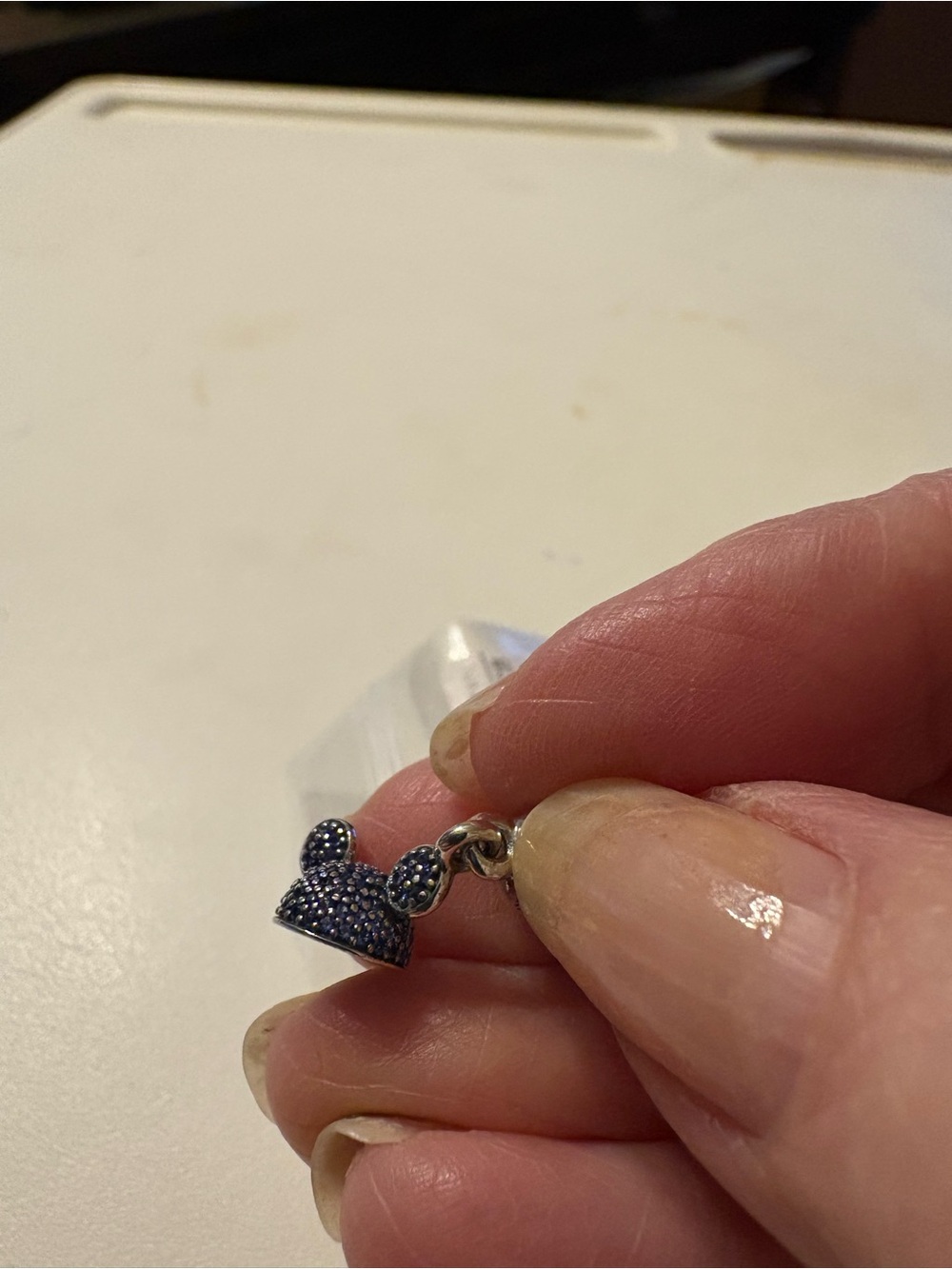 Pandora Silver Sparkling Mickey Mouse Ears Blue Pave Dangle Charm 791471NCB - Picture 7 of 9